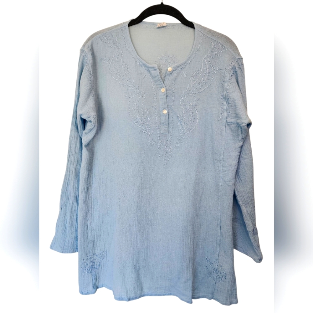 ZAD light Blue Crepe Cotton Kurta Blouse, size M/L